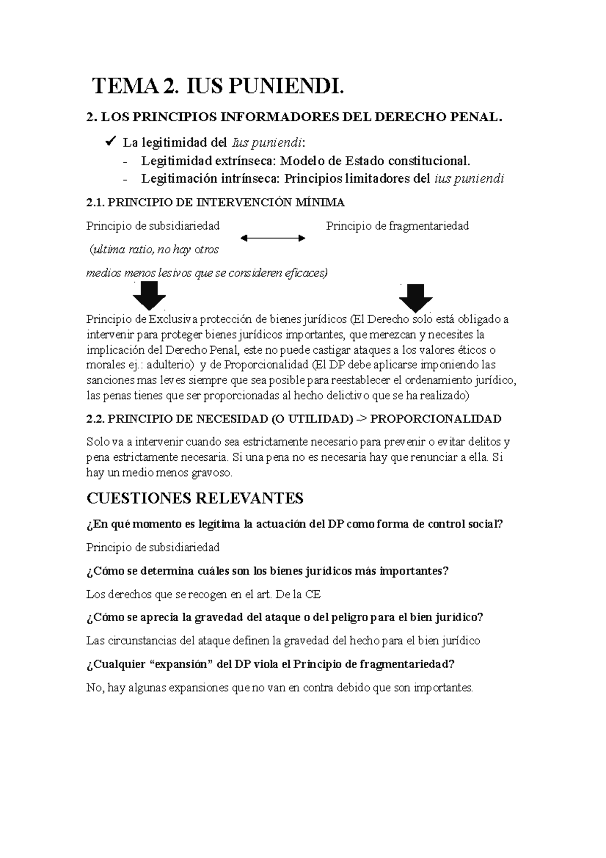 Tema 2 Apuntes Resumen Tema 2 Tema 2 Ius Puniendi 2 Los Principios Informadores Del 9679