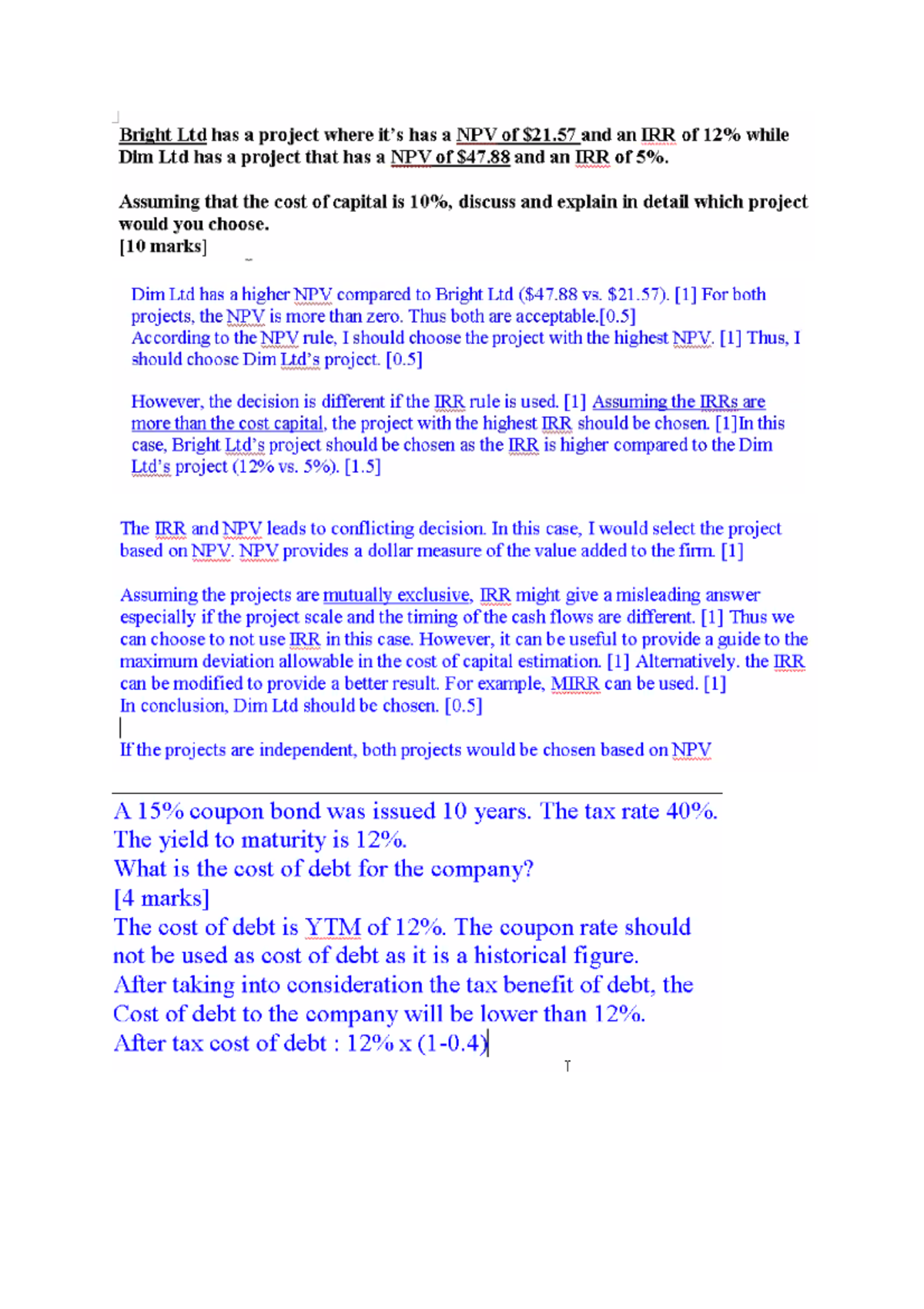 FIN 222 Final Exam Revision - Financial Management - Studocu