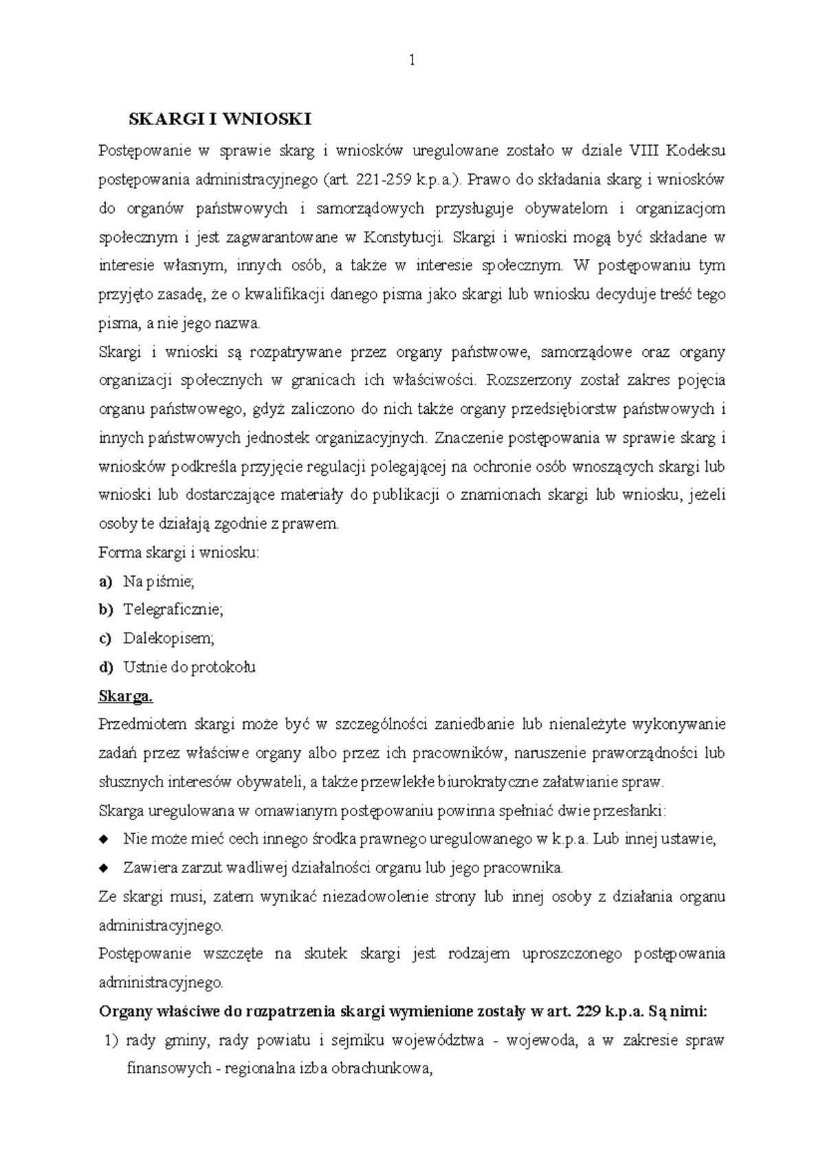 KPA Skargi i wnioski - SKARGI I WNIOSKI Postępowanie w sprawie skarg i ...