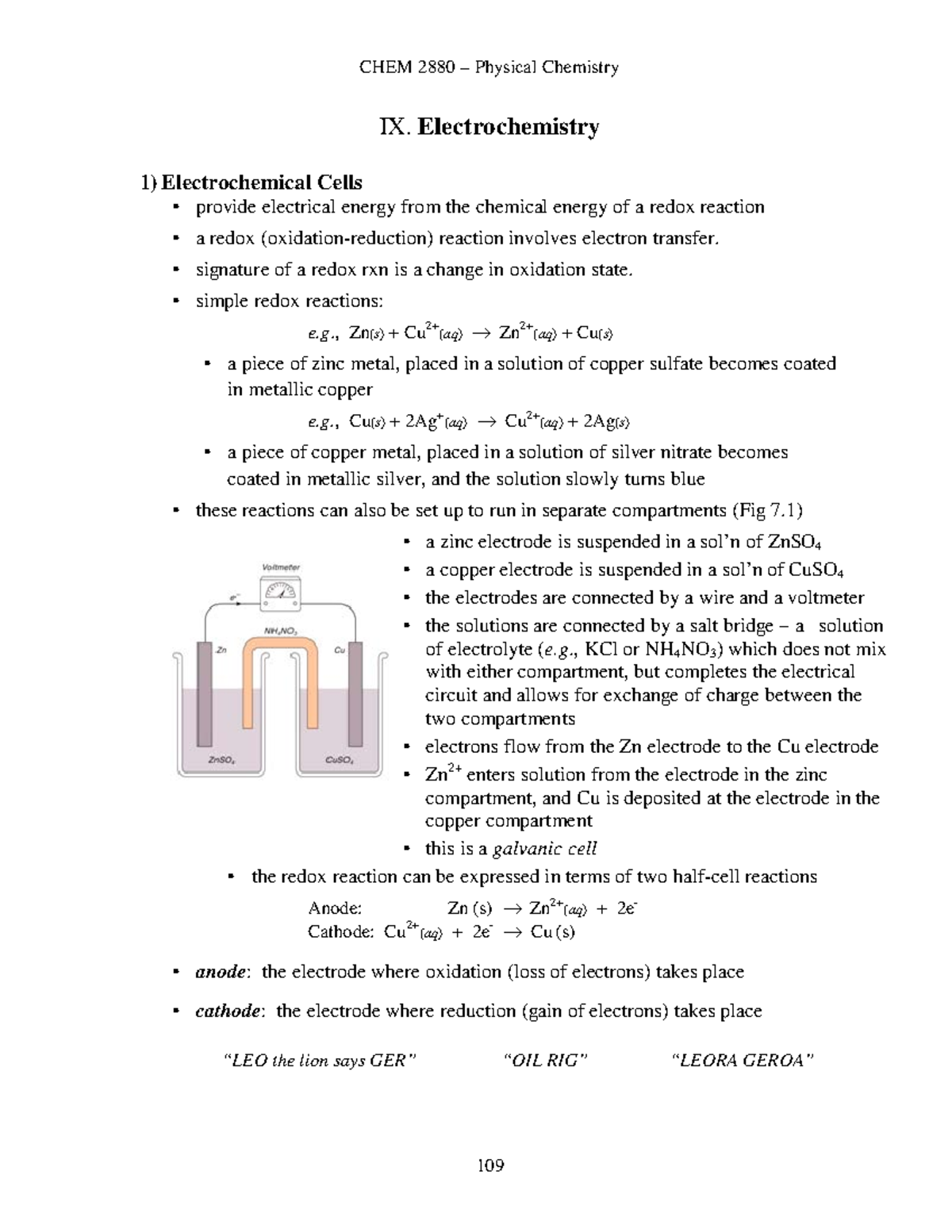 7 Electrochemistry - Physical Chemistry (Chem2880) - IX ...