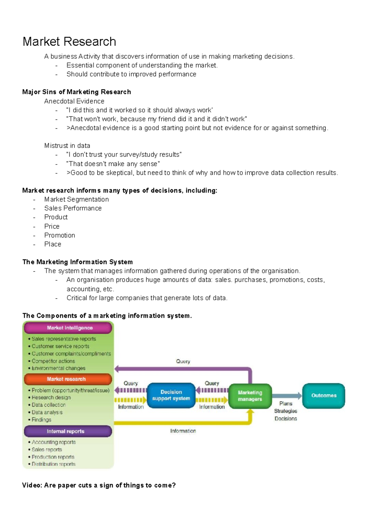 Lecture Week 2 - Market Research - Market Research A business Activity ...