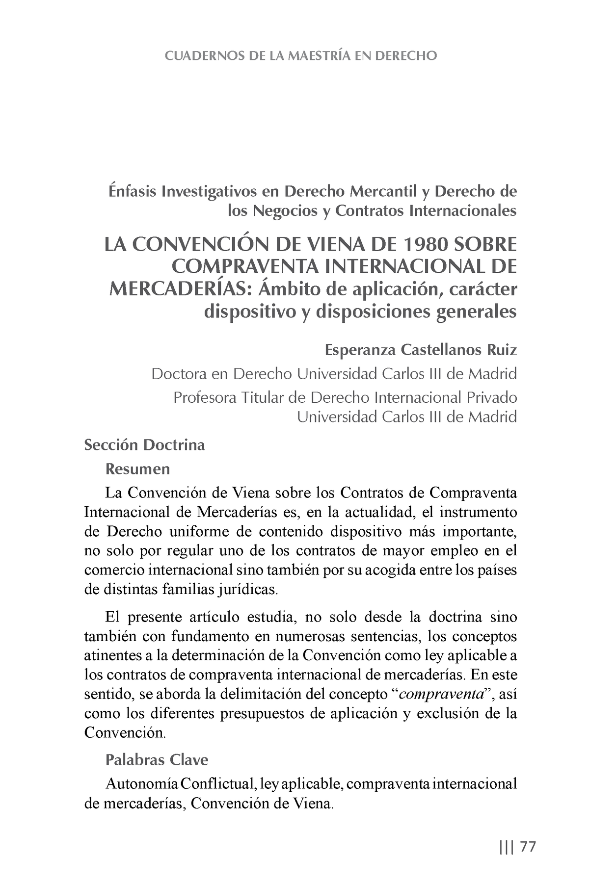 Convención De Viena De 1980 Sobre Compraventa Internacional De Mercaderías Cuadernos De La 5417