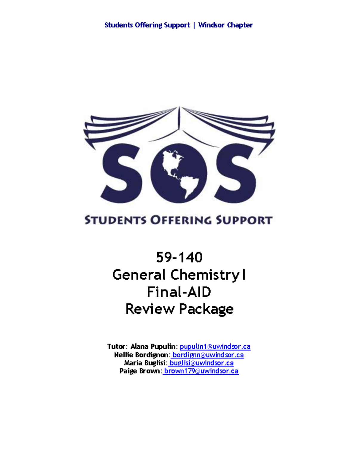 Gen Chem I Final Exam Package 59 General Chemistry I FinalAID