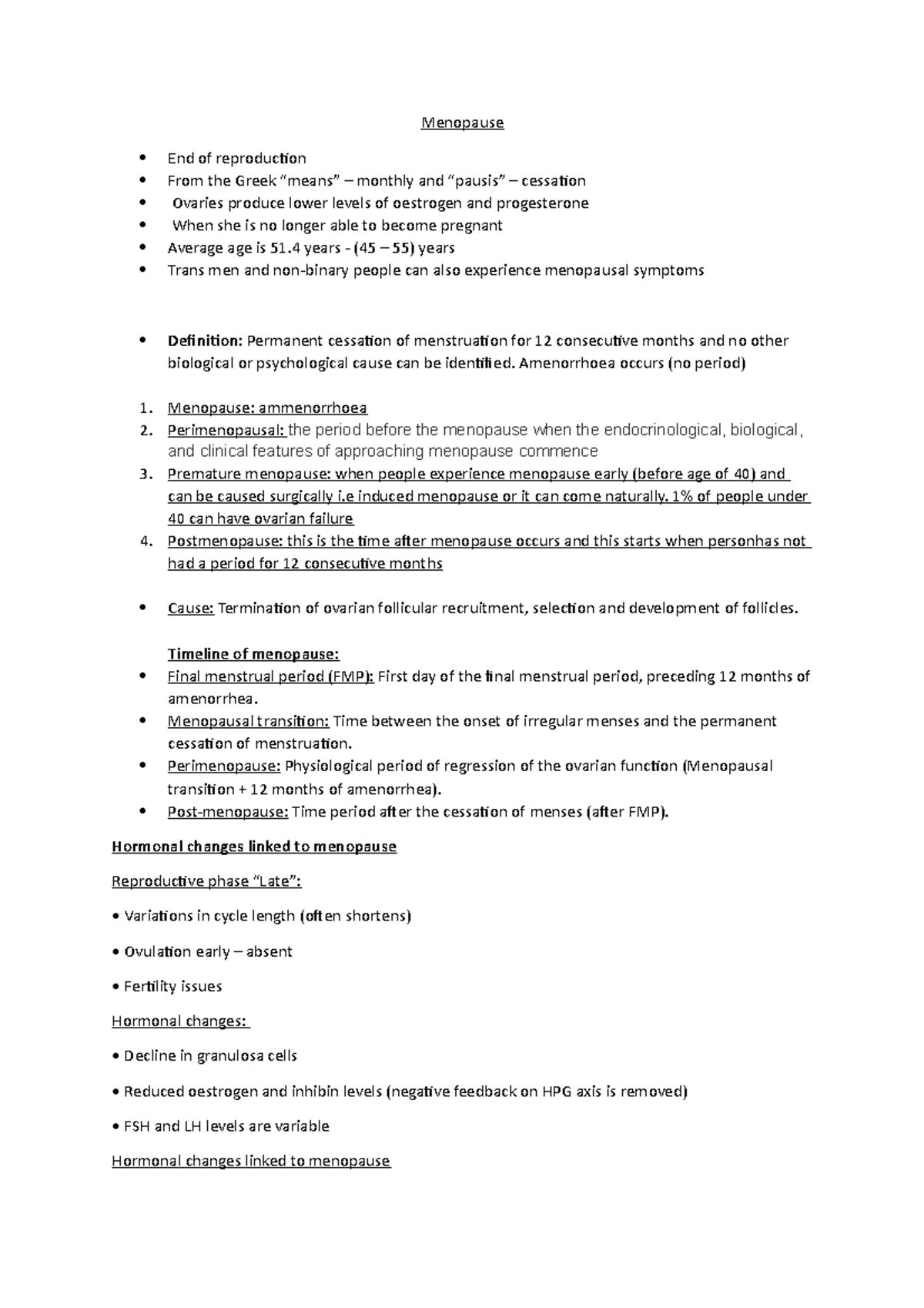 Menopause Menopause End of reproduction From the Greek “means