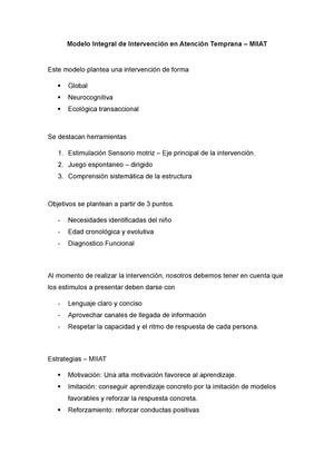 Modelo Integral de Intervención en Atención Temprana - Modelo Integral de  Intervención en Atención - Studocu