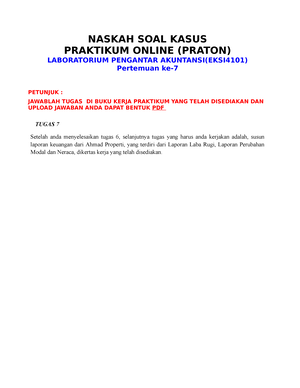 Tugas 5 - NASKAH SOAL KASUS PRAKTIKUM ONLINE (PRATON) LABORATORIUM ...