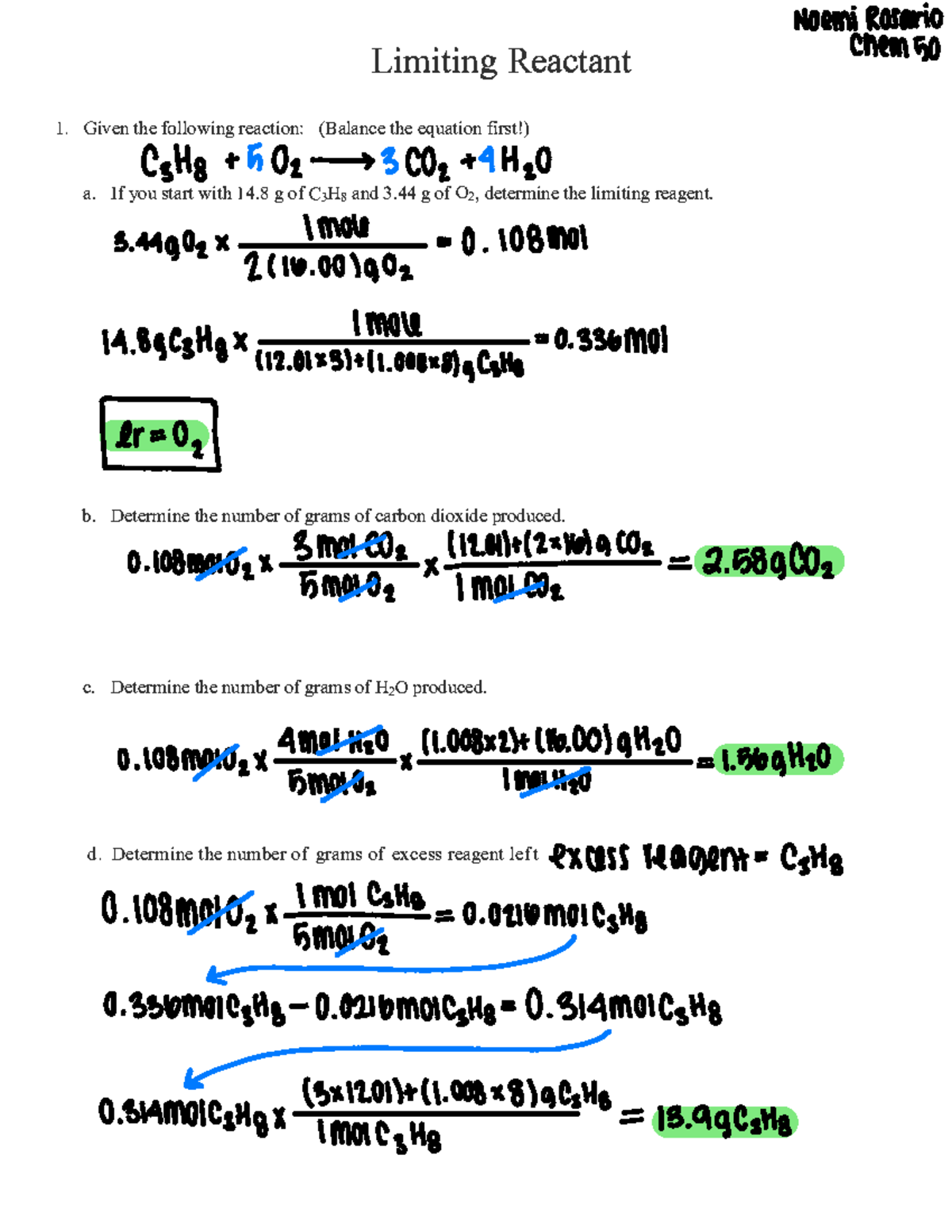 Limiting Reactant Worksheet .B[;LcYA;c>CCM\BL?cU;79YBML&c *7C7L9;cYA