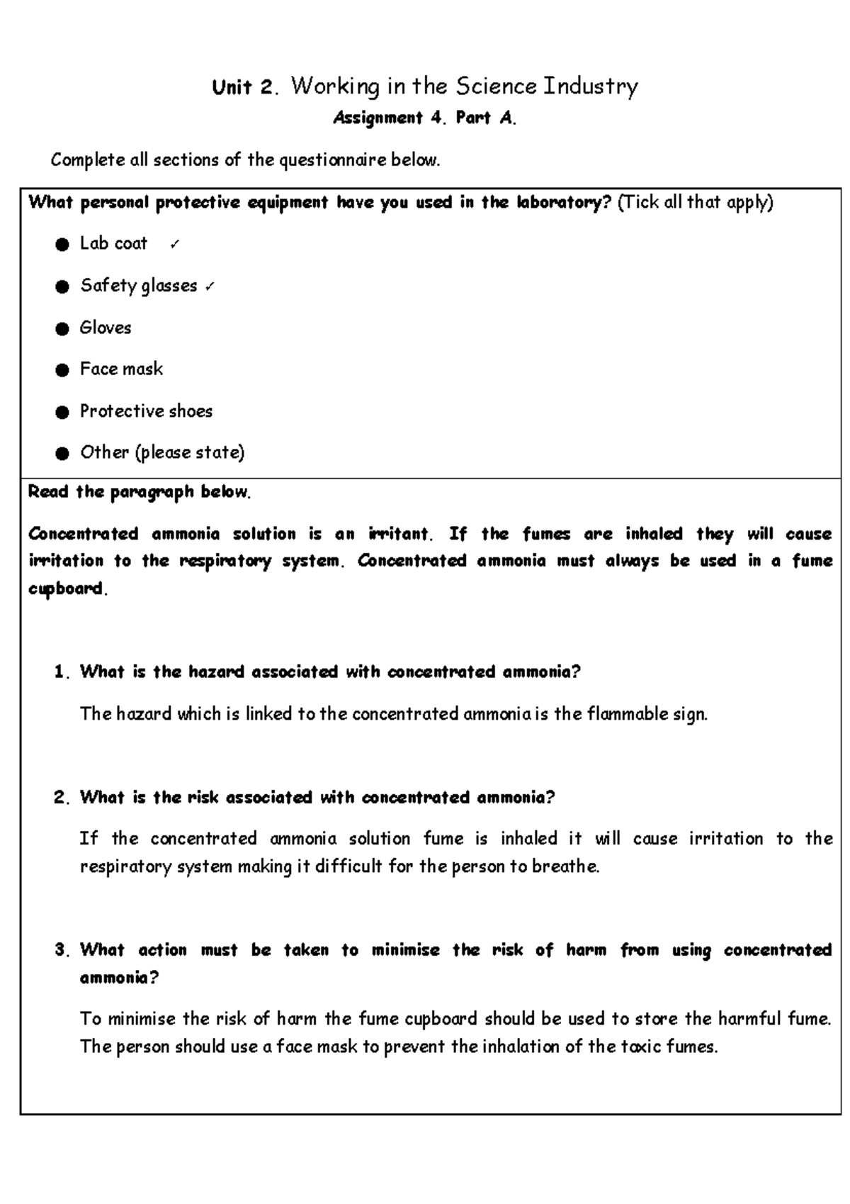 Unit 2 Assignment 4-1 - Science Science DSCIENCE - Unit 2. Working In ...