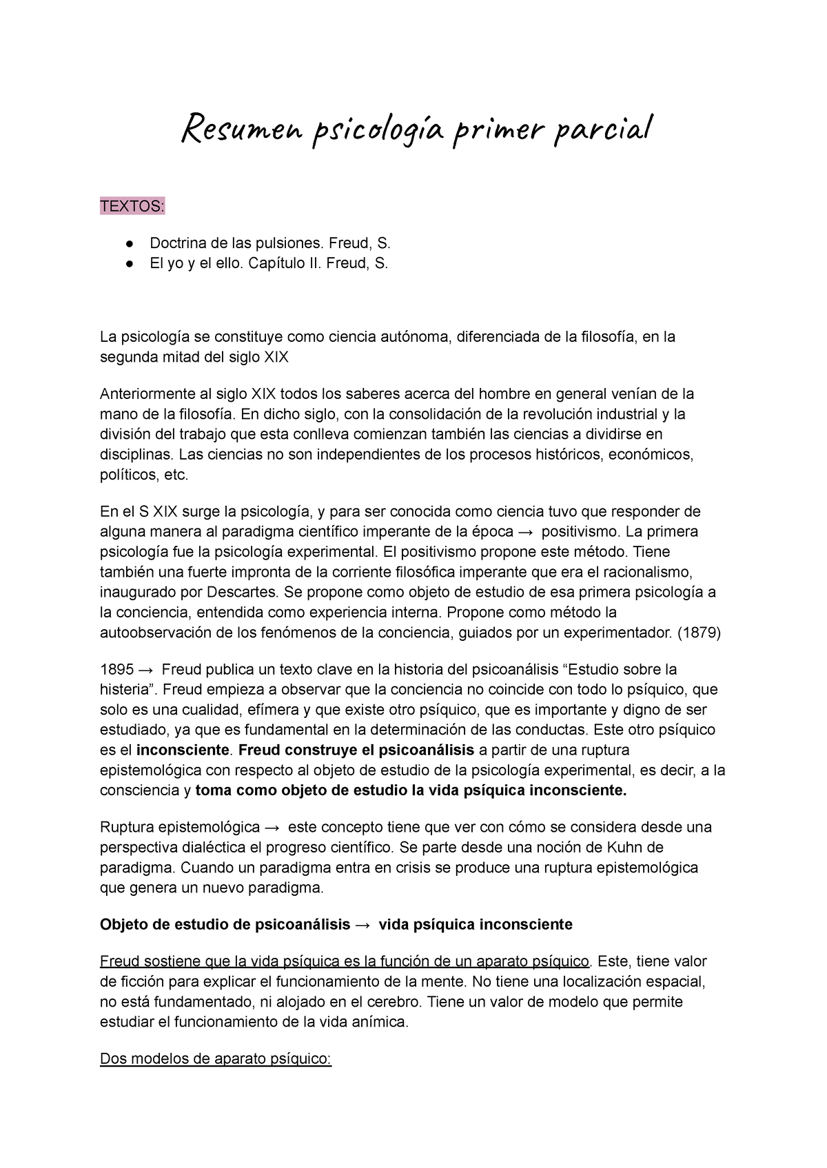 Resumen Psico Primer Parcial - Res Pilía Pr Ac TEXTOS: Doctrina De Las ...