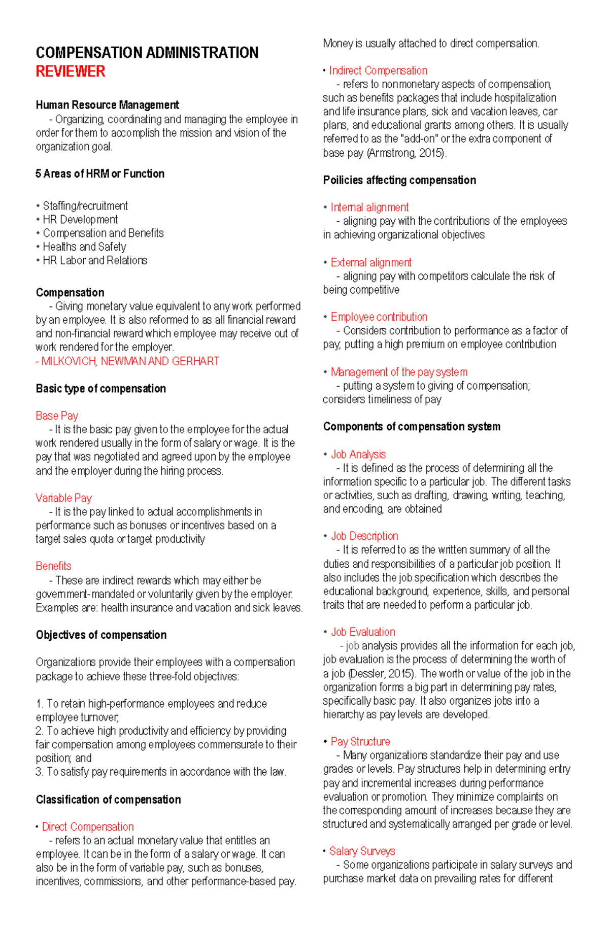 Compensation Administration Reviewer - COMPENSATION ADMINISTRATION ...