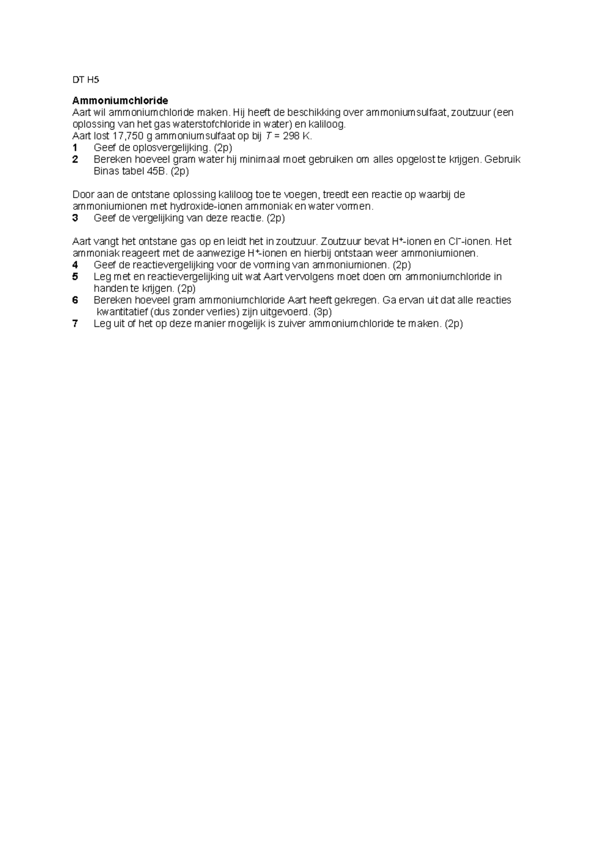 DT H5 deel B Diagnostische toets hoofdstuk 5 DT H