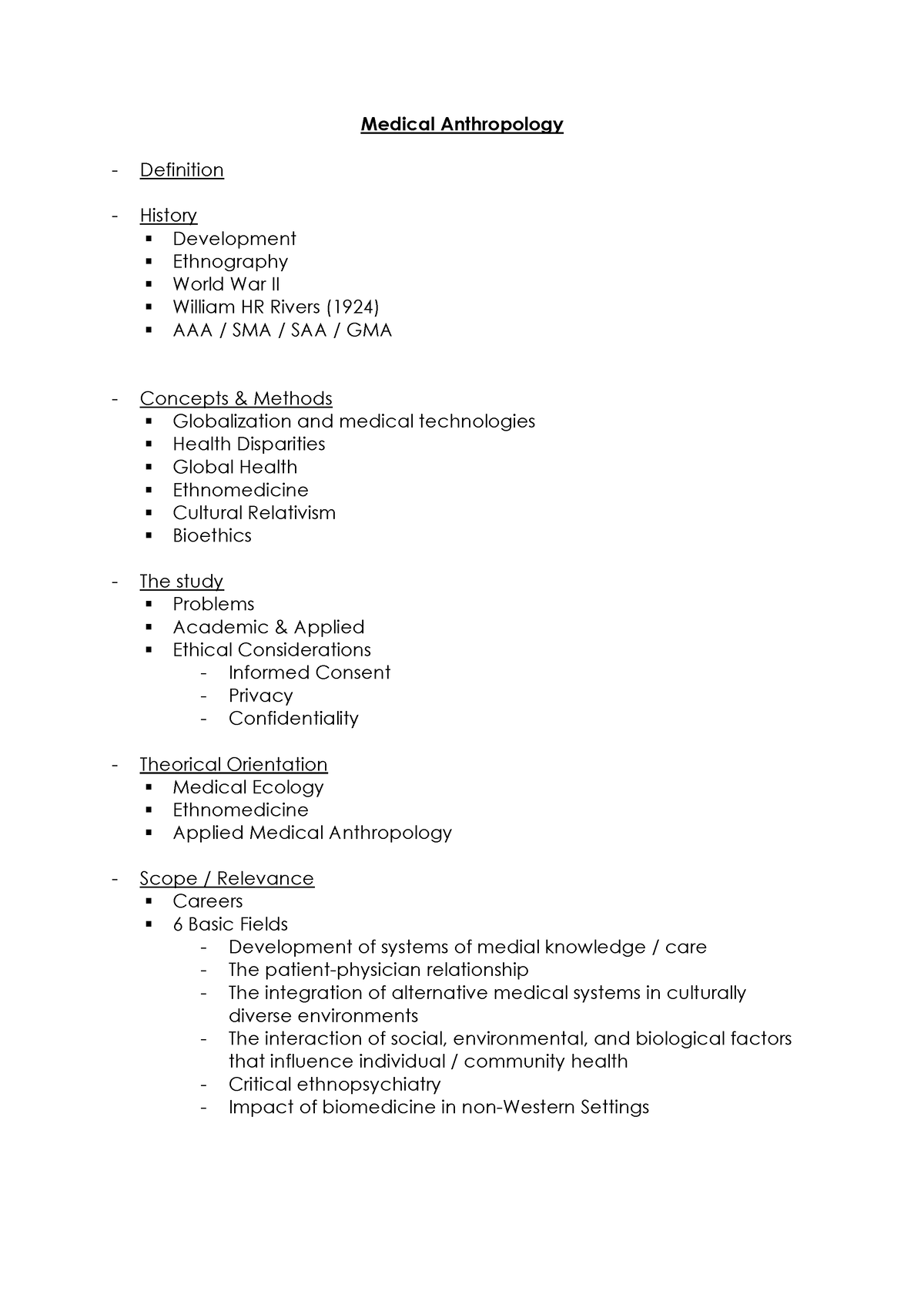 APL 120 Medical Anthropology Summary - Medical Anthropology Definition ...