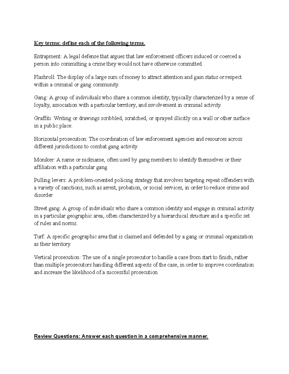 Chapter 12 - Key terms: define each of the following terms. Entrapment ...