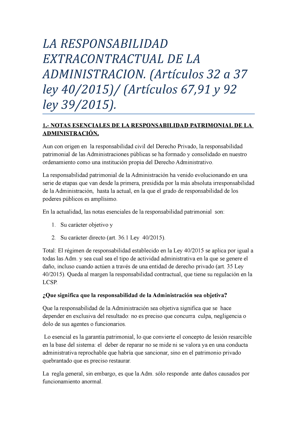 La Responsabilidad Extracontractual De La Administracion La Responsabilidad Extracontractual 9841