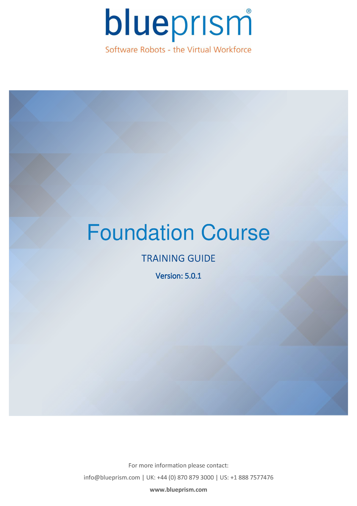 Foundation Training Course 5 - For More Information Please Contact ...