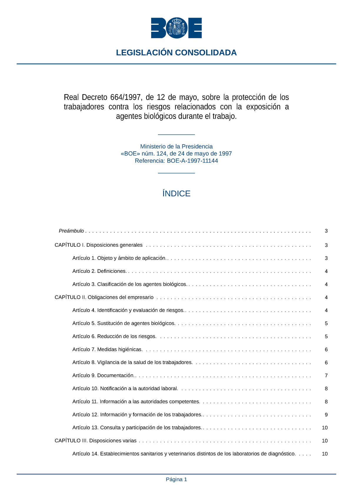 BOE A 1997 11144 Consolidado - Real Decreto 664/1997, De 12 De Mayo ...