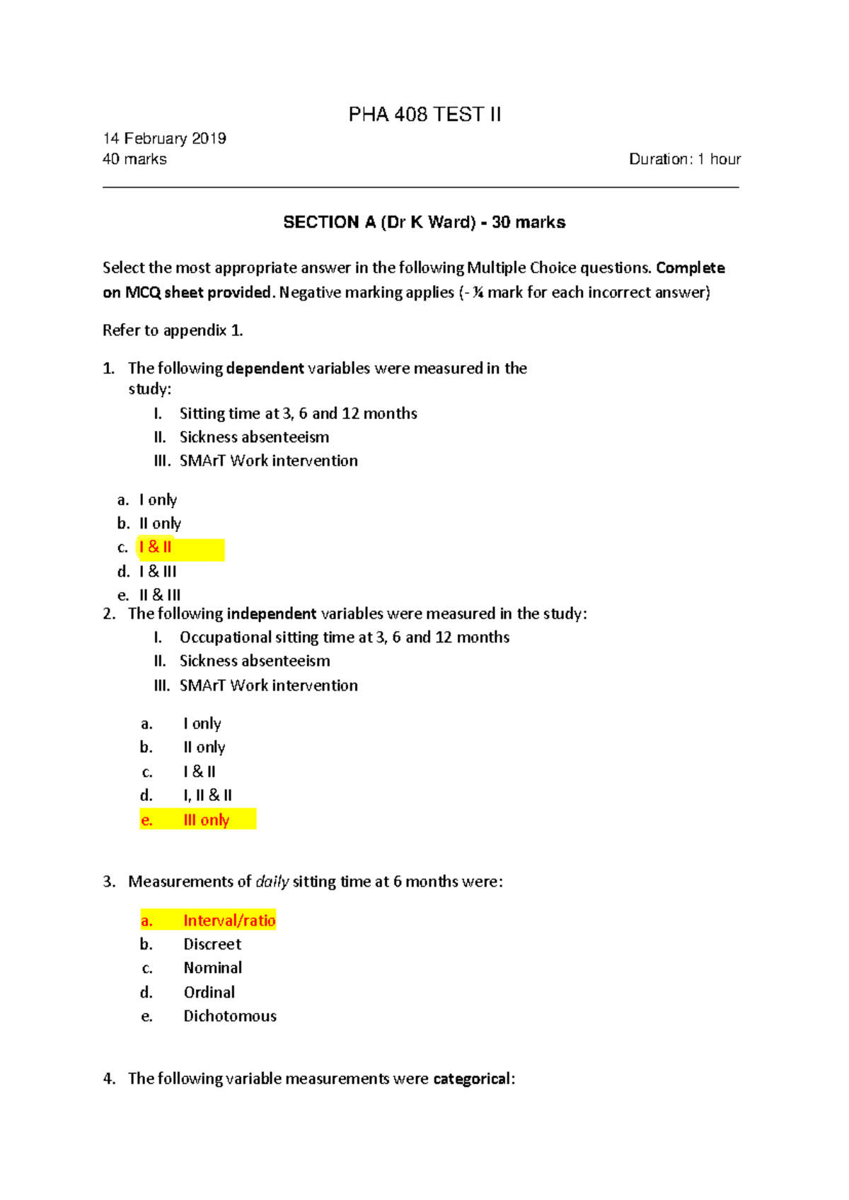 PHARMACY RESEARCH AND DRUG DEVELOPMENT TEST 2 MEMORANDUM 2019 - PHA 408 ...