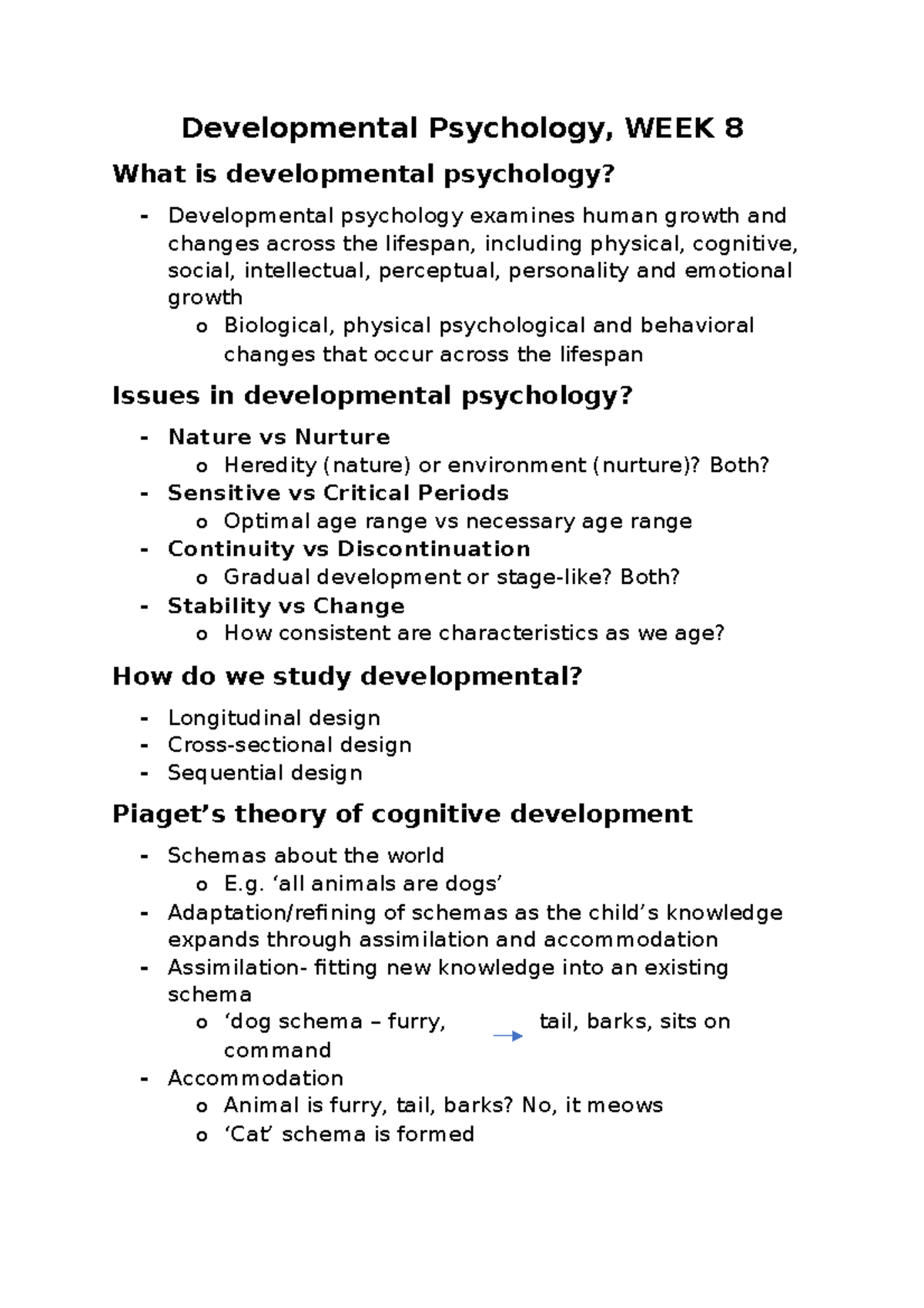 developmental psychology assignments