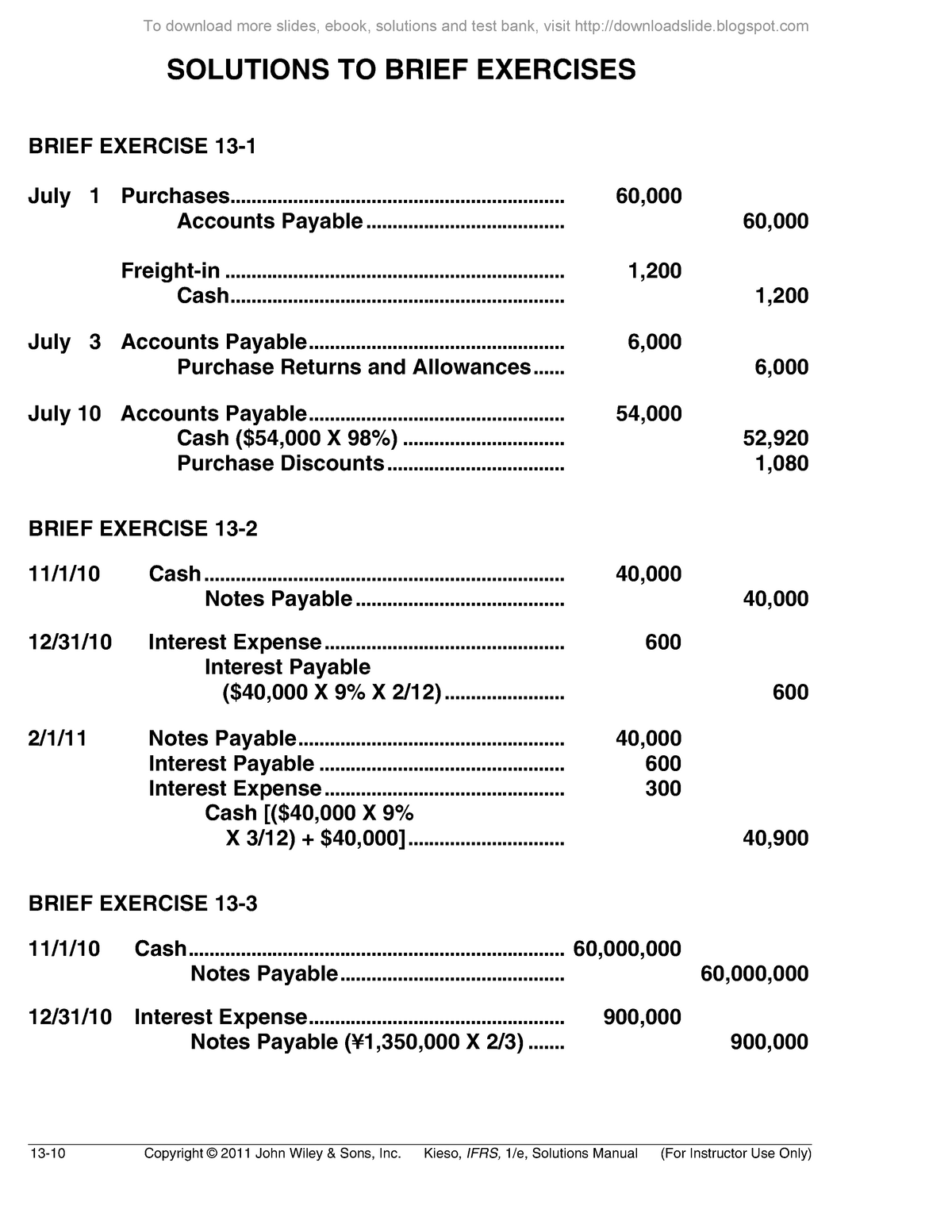 Brief Solution Chapter 13 Accounting Book By Kieso - Intermediate ...