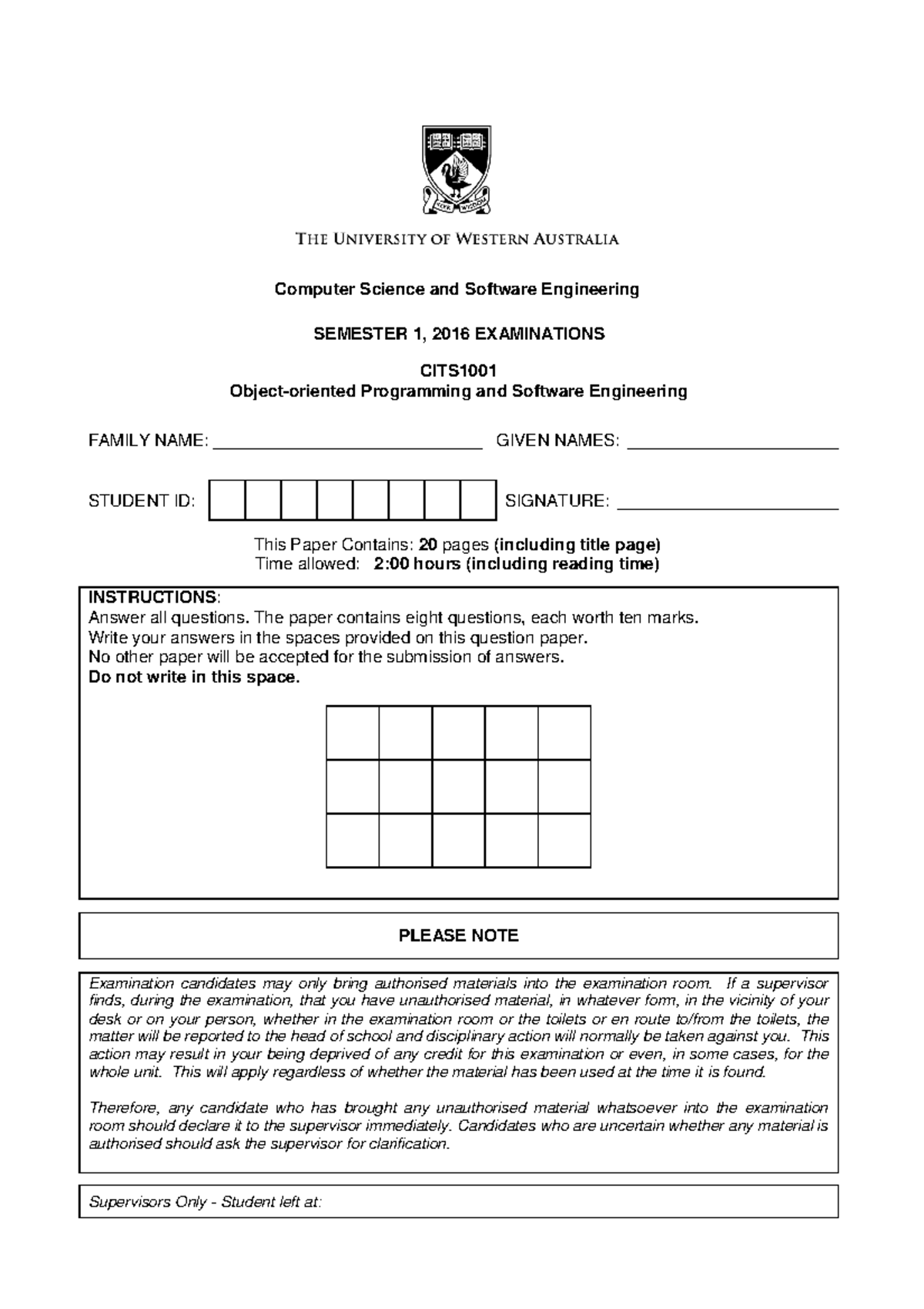 Final Exam 2016, answers - Computer Science and Software Engineering ...
