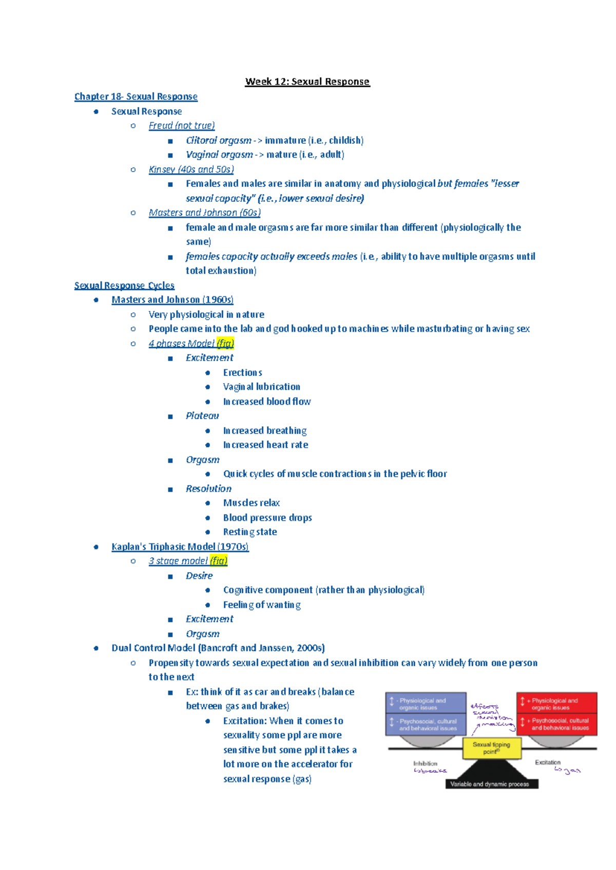 PSYC 350 W12 - notes - Week 12: Sexual Response Chapter 18- Sexual ...