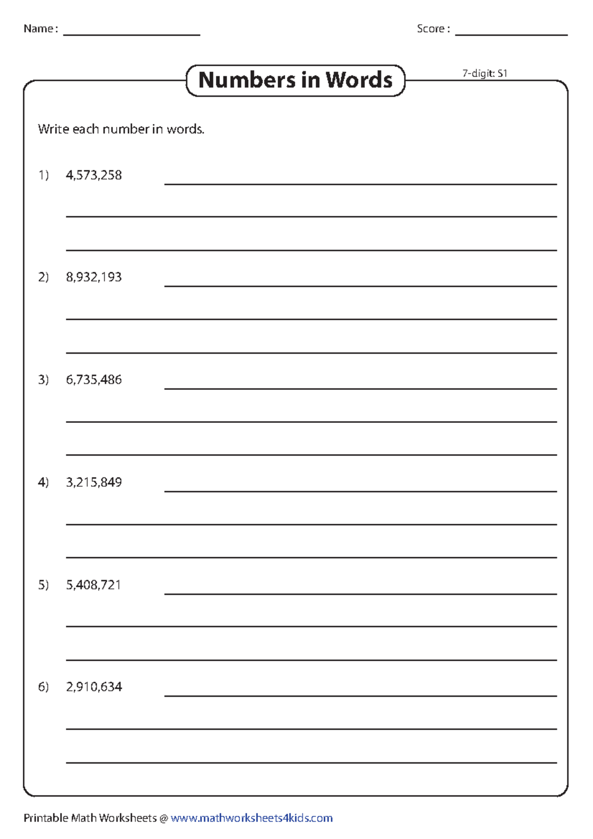 Words 7 digit 1 and all math subjects na ni ah - Printable Math ...