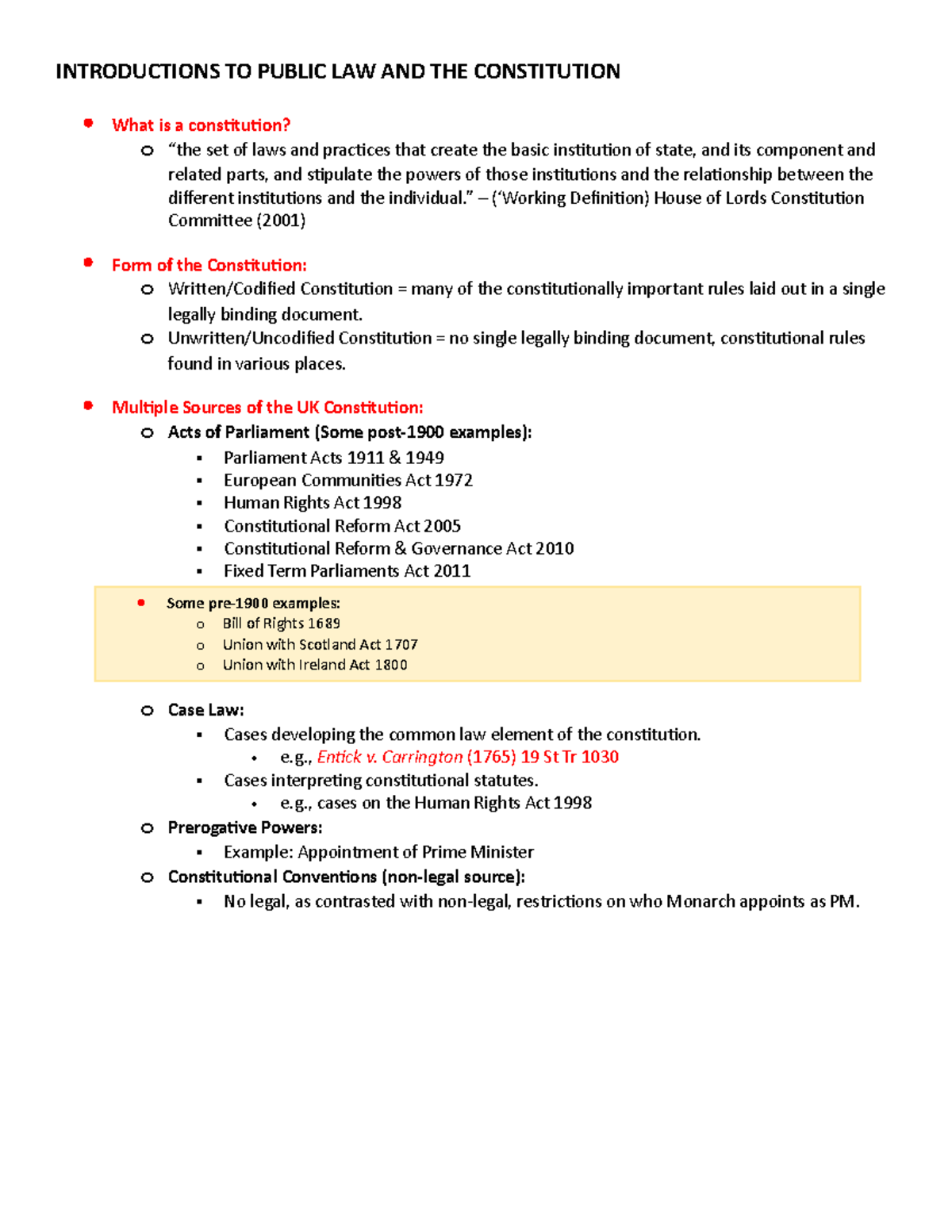Public Law Lecture Notes - INTRODUCTIONS TO PUBLIC LAW AND THE ...