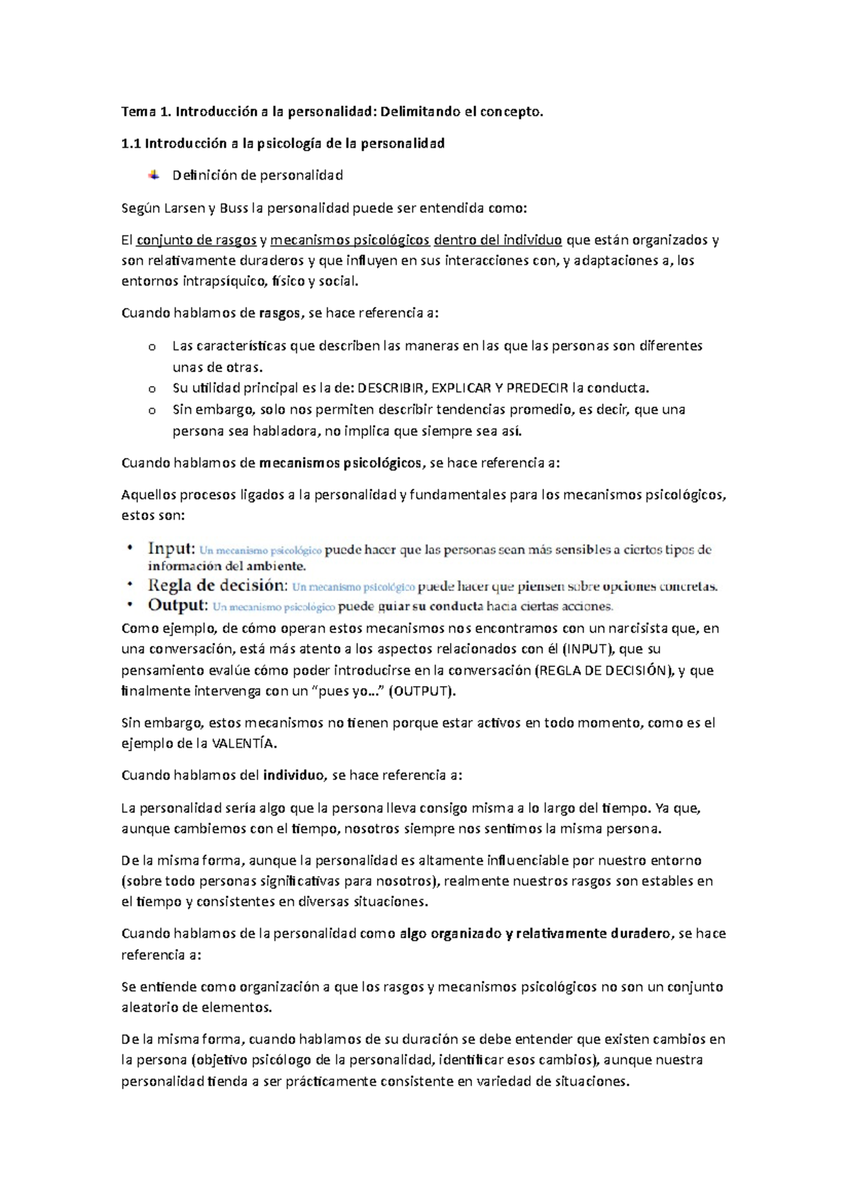 Tema 1 - Tema 1 Psicología de la personalidad - Tema 1. Introducción a ...