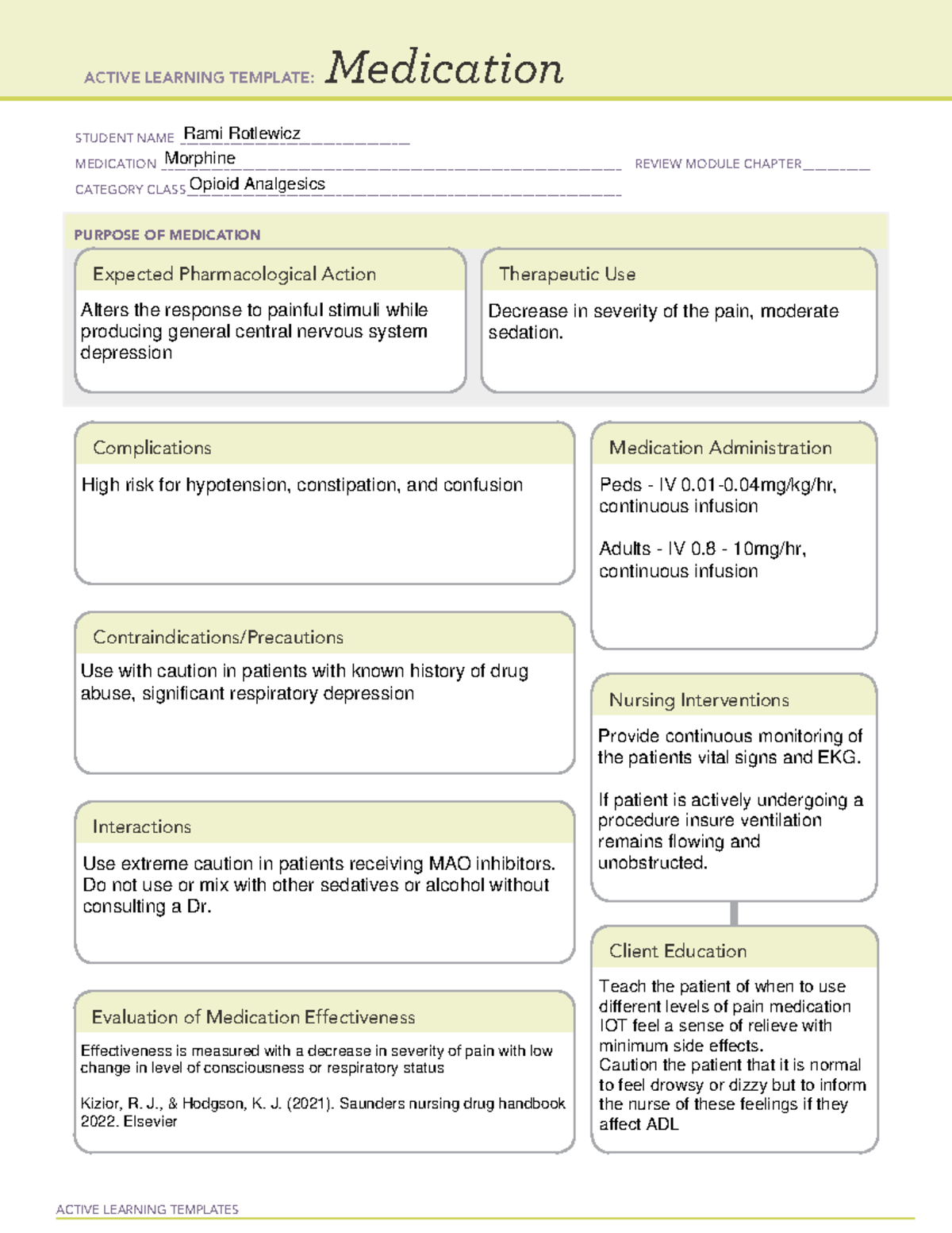 Morphine - study material - ACTIVE LEARNING TEMPLATES Medication ...