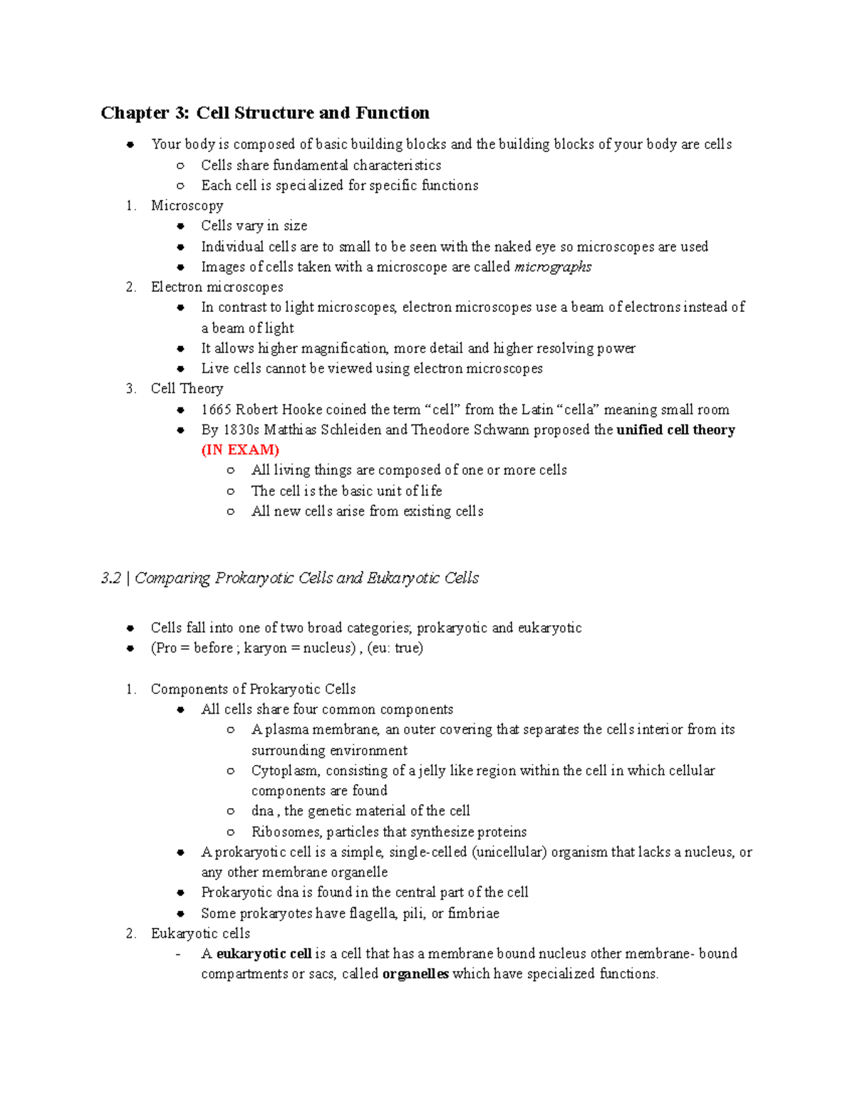 Bio 101 Chapter 3 - Ch.3- Cell Structure And Function - Chapter 3 ...