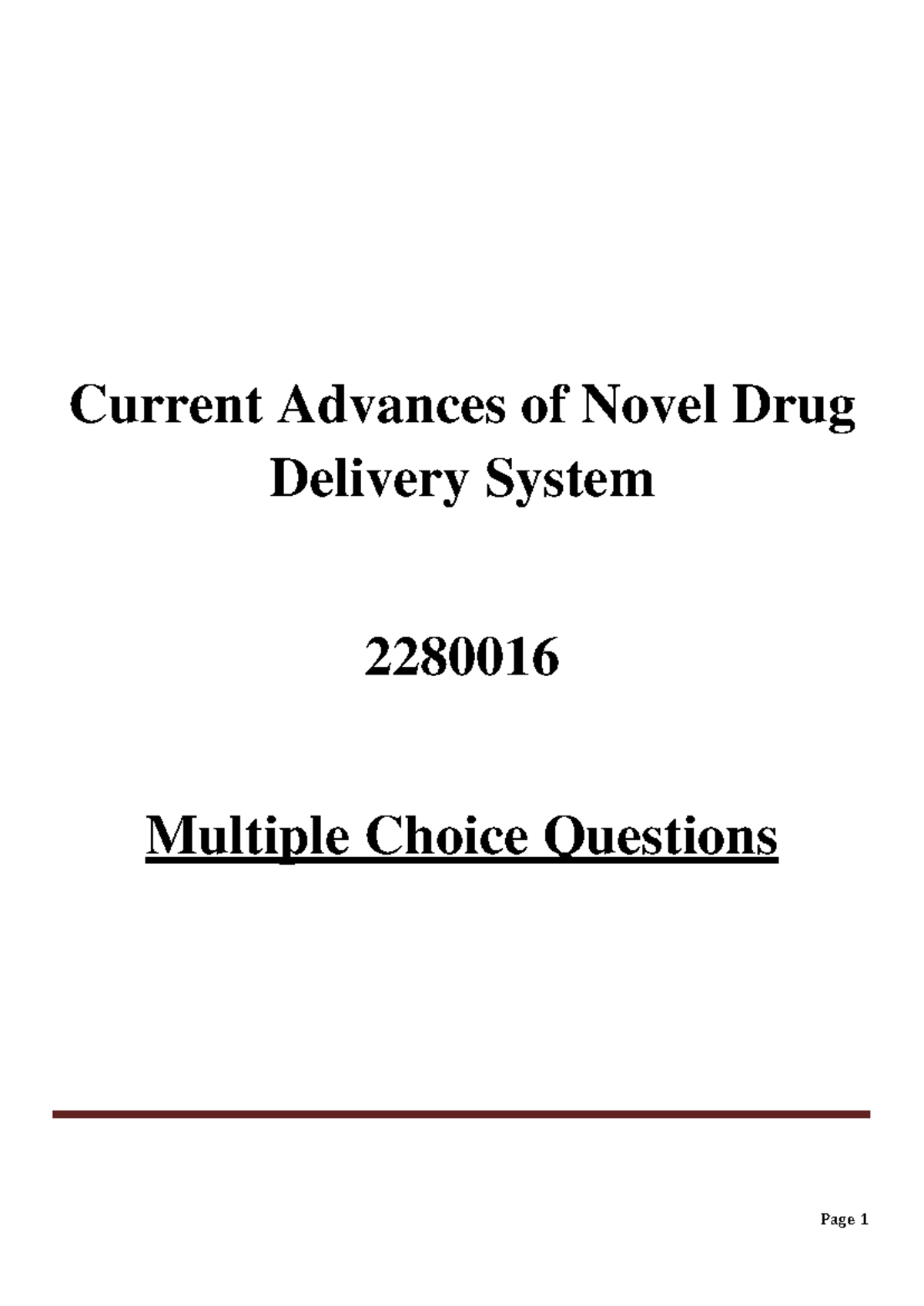 Current Advances Of Novel Drug Delivery System 2280016 GTU Studocu