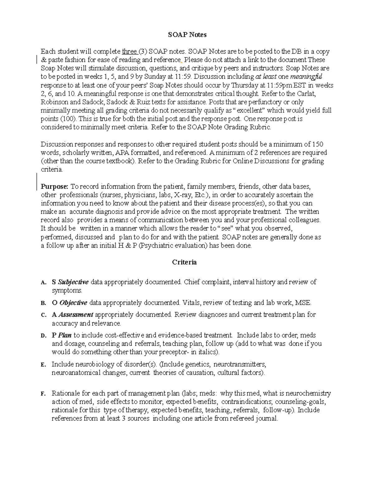 SOAP NOTEex 212 SOAP summary SOAP Notes Each student will complete