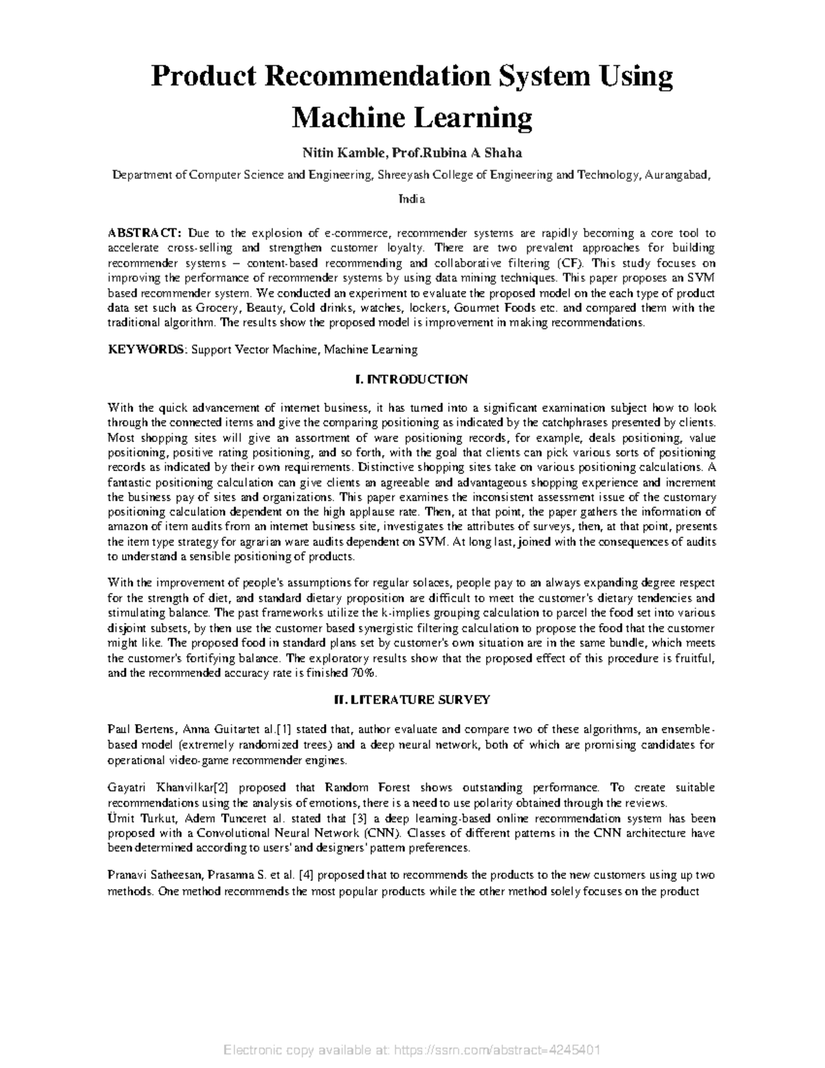 SSRN-id4245401 - Product Recommendation System Using Machine Learning ...