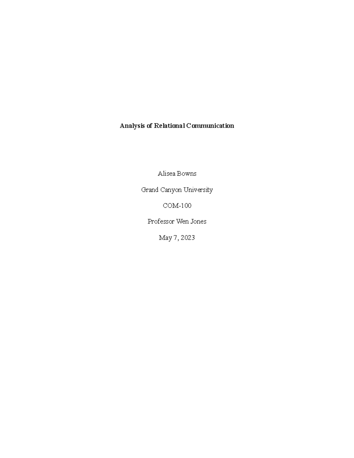 Analysis of relational communication - Analysis of Relational ...