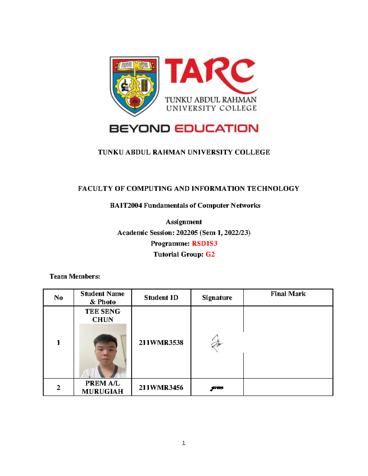 Bait2004 Assignment Tunku Abdul Rahman University College Faculty Of Computing And Information Bait2004 Assignment Tunku Abdul Rahman University College Faculty Of Computing And Information