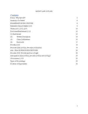 Patent Outline - Prof Molly - Patents: Patents are a form of ...