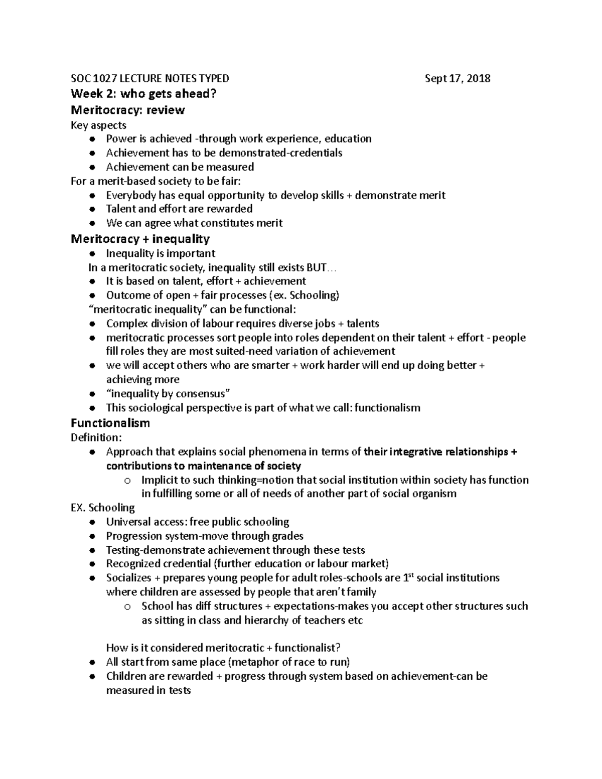 SOC 1027 Lecture Notes Typed - SOC 1027 LECTURE NOTES TYPED Sept 17 ...