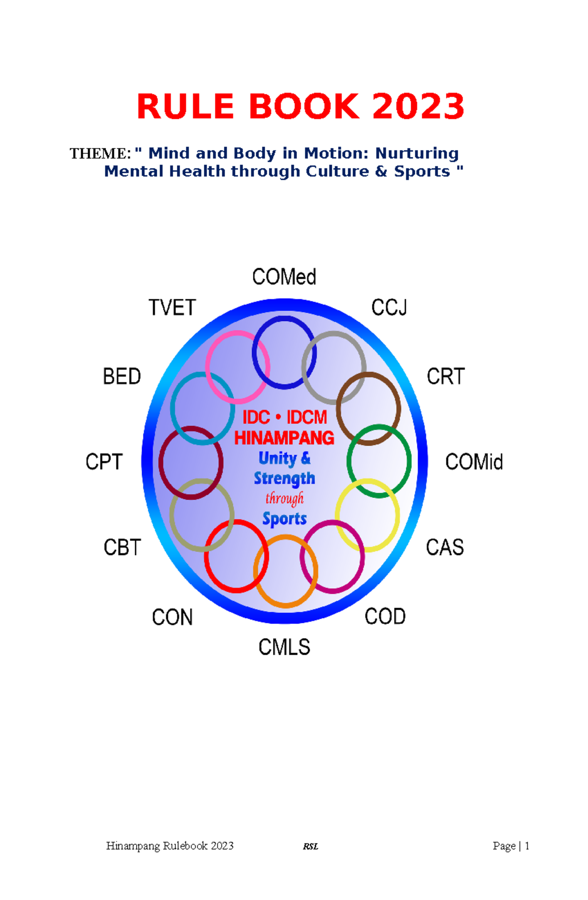 Philo of Sports RULE BOOK 2023 THEME " Mind and Body in Motion