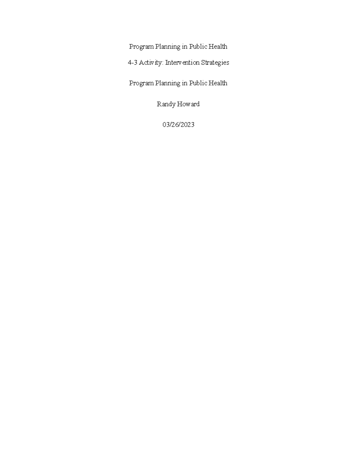 Intervention strategies htm 4233 nsu studocu