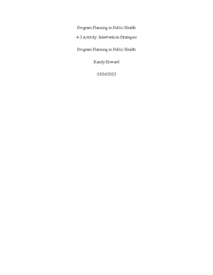 Milestone 1 423 - study - PHE- Randy Howard 05/14/ The Program and ...