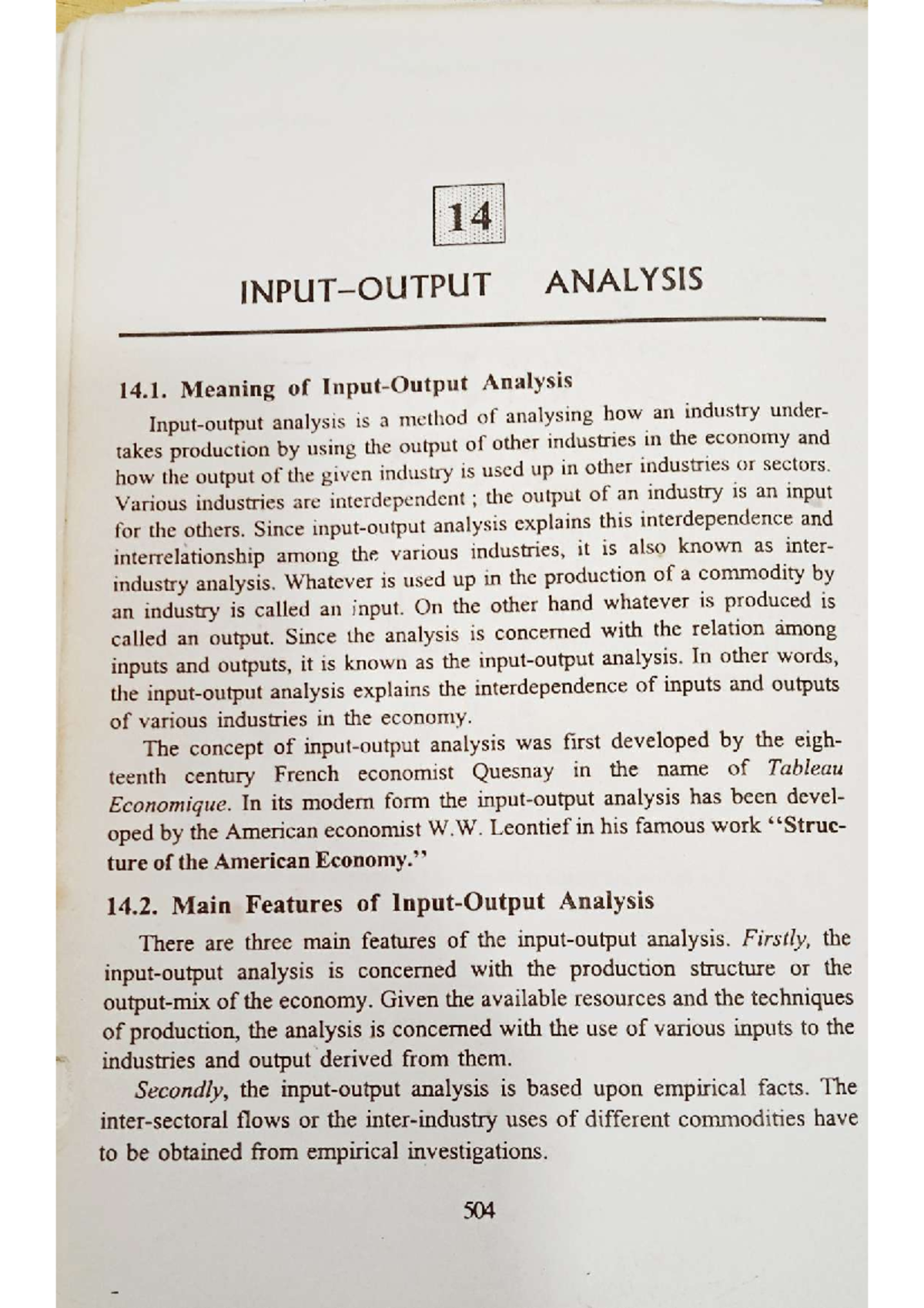 Input-Output Analysis-Book Ch - 14 ANALYSIS 14. Meaning of Analysis ...