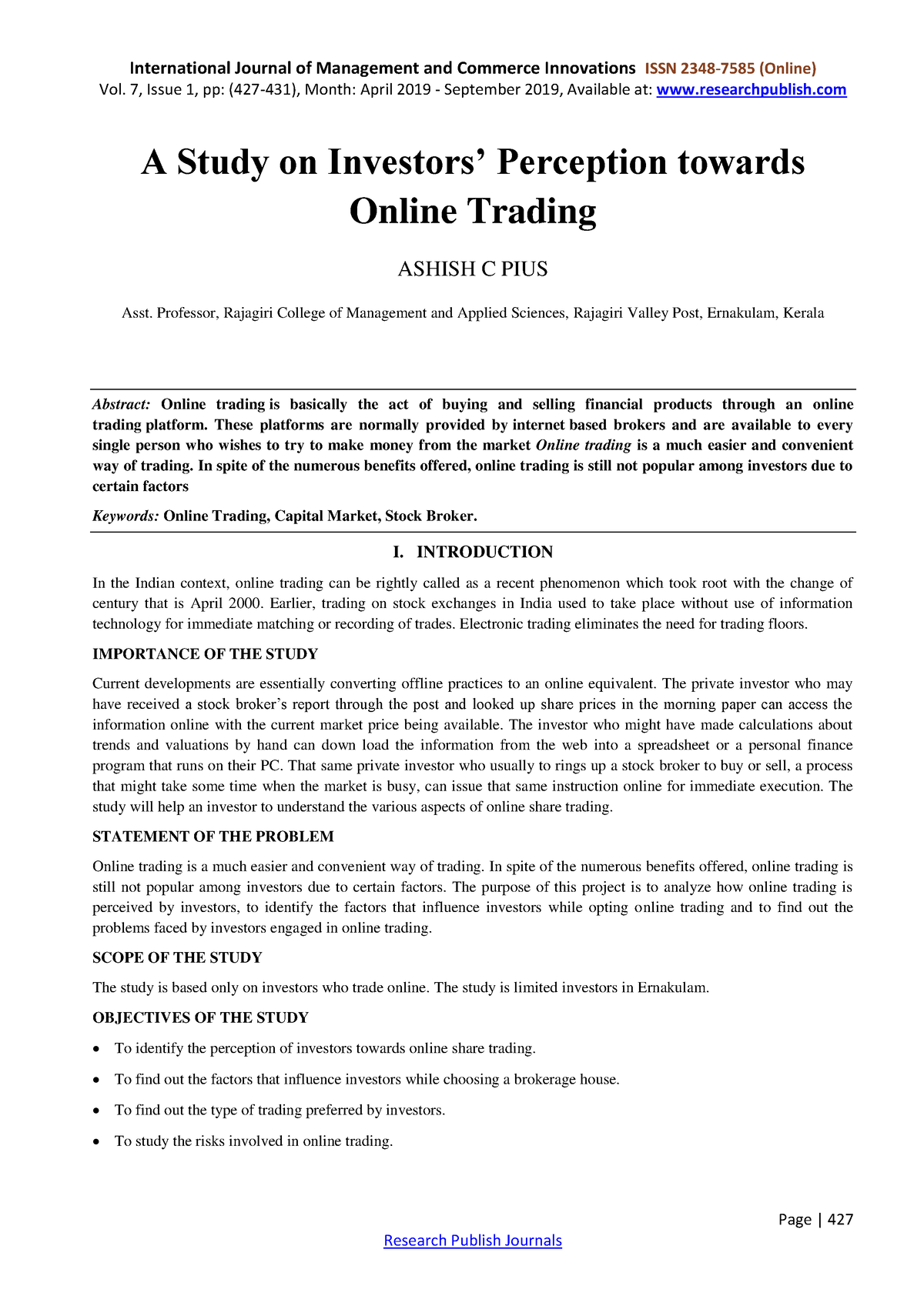 online trading research papers