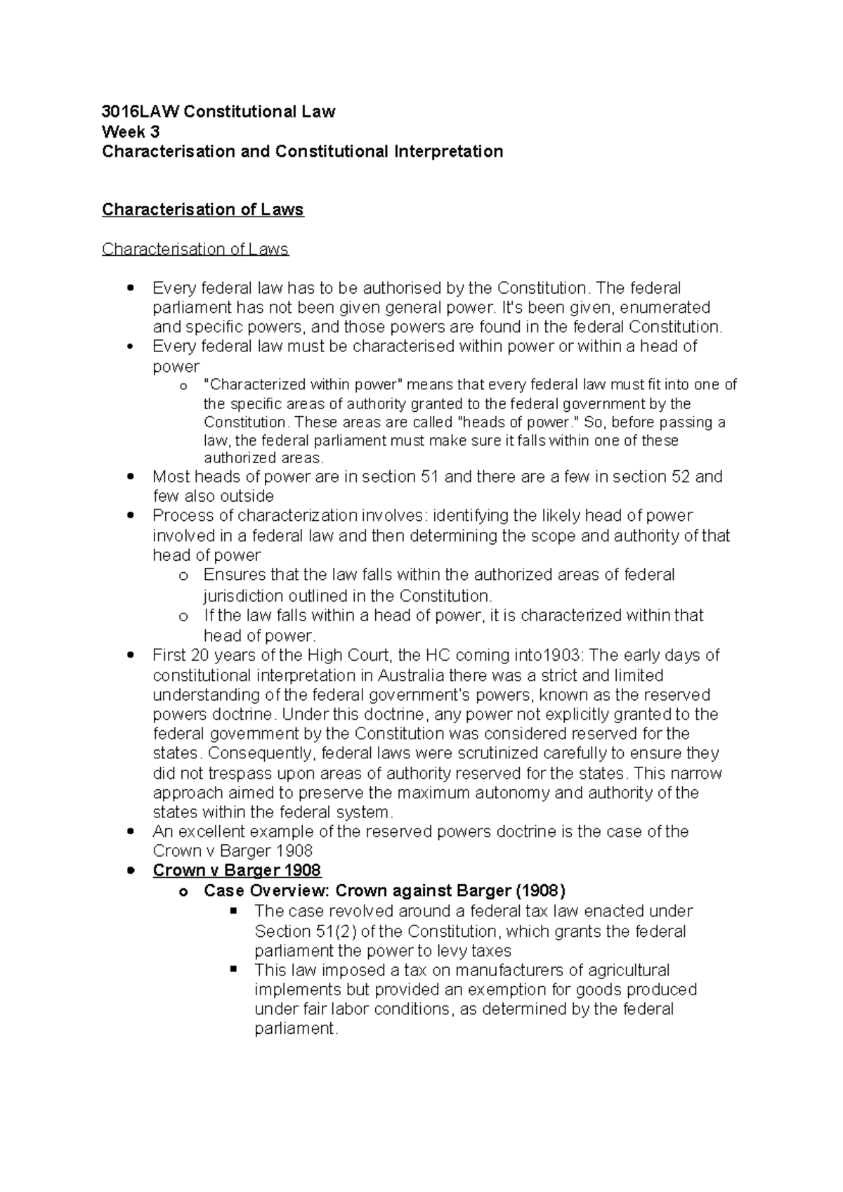 W3 Consti. Module Notes v2 - 3016LAW Constitutional Law Week 3 ...