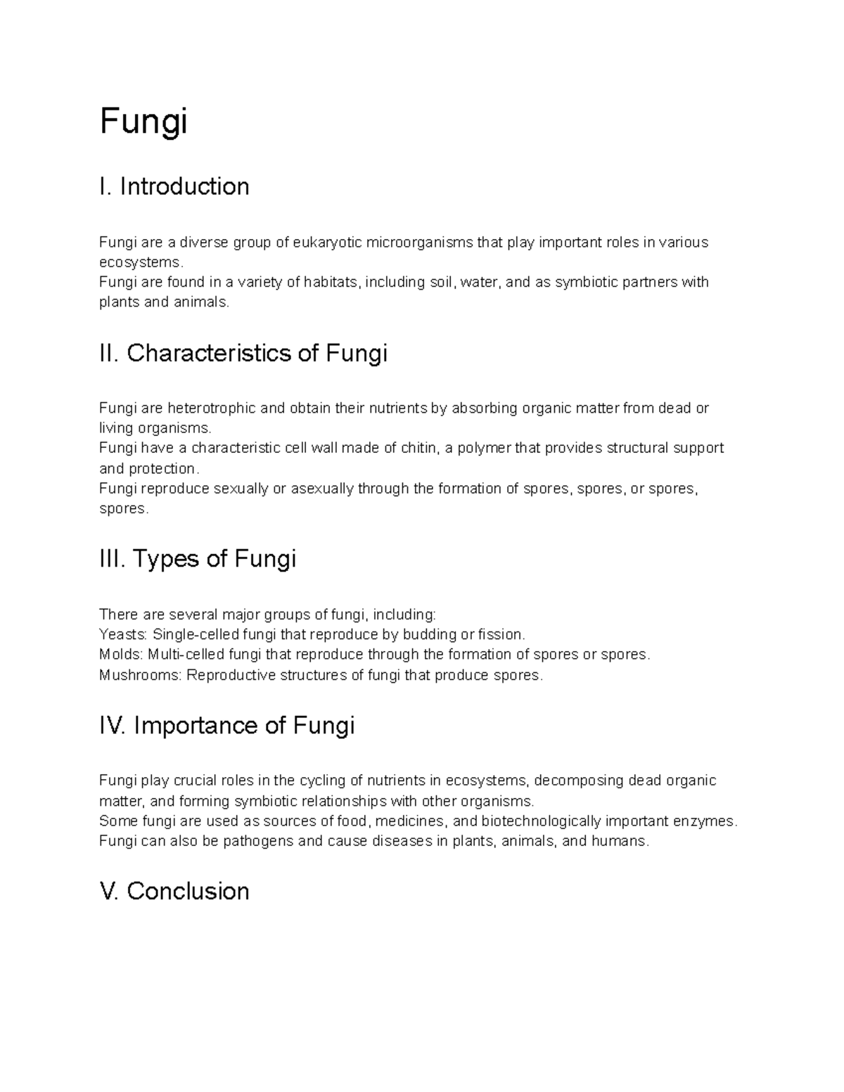 Microbiology (BIO-2010 ) Lecture 24 - Fungi - Fungi I. Introduction ...