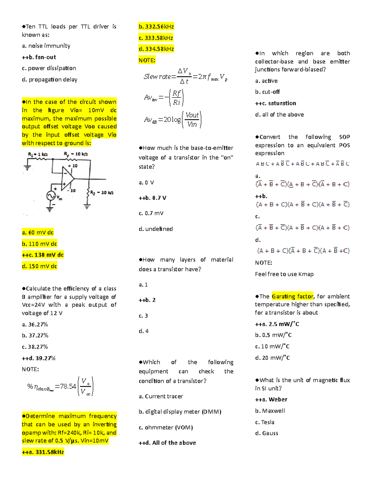Elecs BMU reviewer Ten TTL loads per TTL driver is known as a. noise