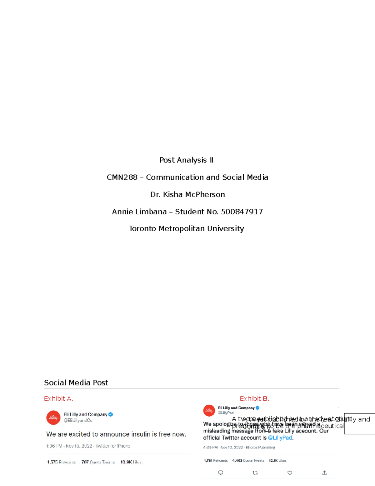CMN288 - Post Analysis II - Post Analysis II CMN288 – Communication and ...