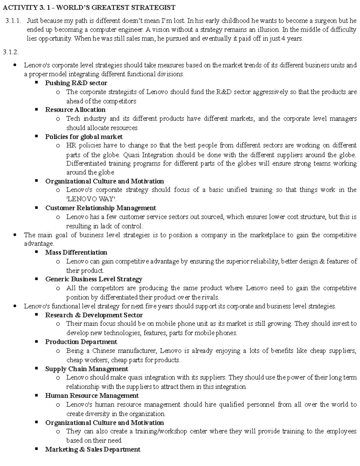 Unit 3 Activity Answer 123 ACTIVITY 3. 1 WORLD’S GREATEST