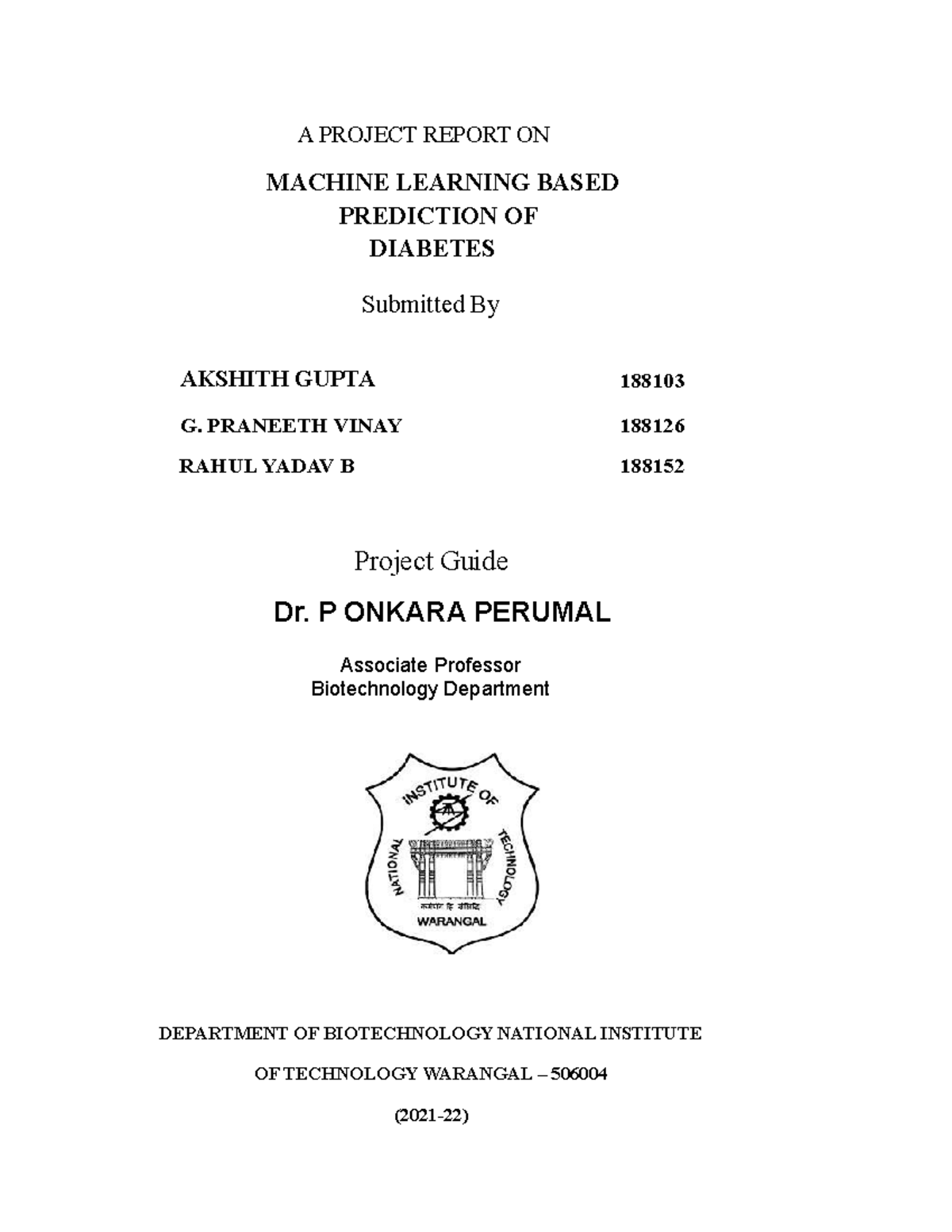 Group IV Part A Final Report-1 - A PROJECT REPORT ON MACHINE LEARNING ...