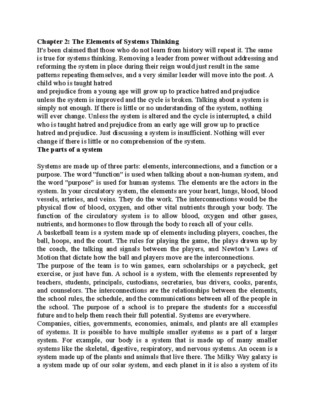 Chapter 2 The Elements of Systems Thinking - Chapter 2: The Elements of ...
