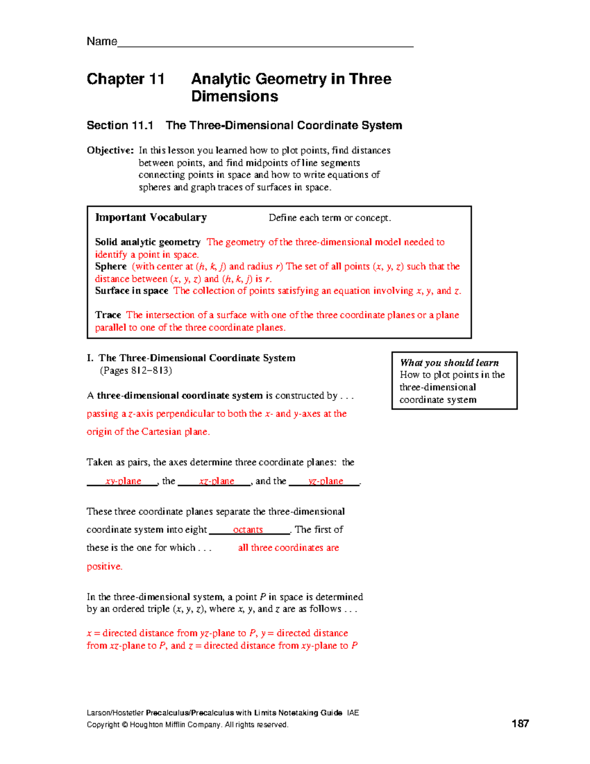 111 - Analytic geometry - Name ...